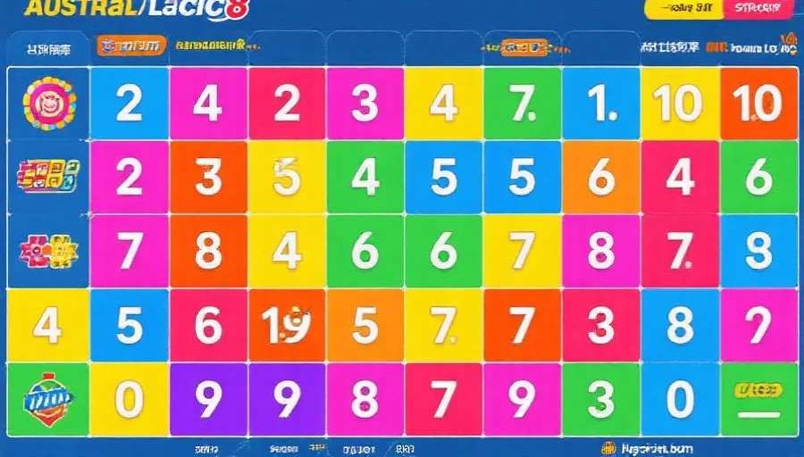 一个色彩鲜明的号码分布图，展示不同数字在澳洲幸运8游戏中的出现频率和分布情况
